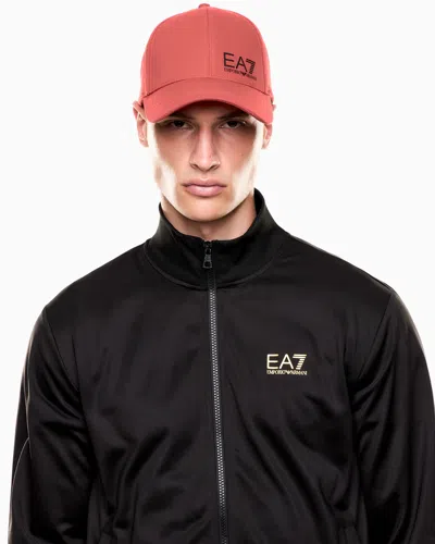 Ea7 Train Core Cotton Baseball Cap In Red