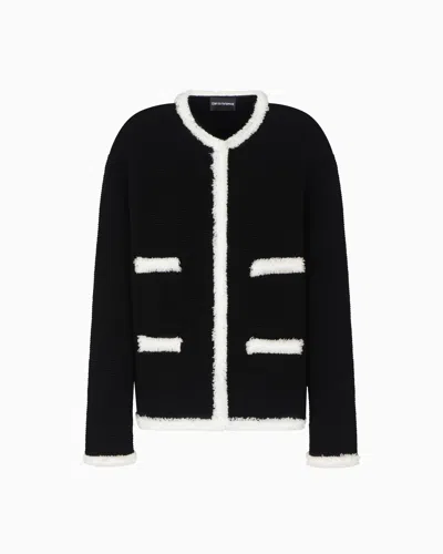 Emporio Armani Ottoman Fabric Jacket With Fringe Trims