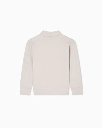 Emporio Armani Asv Manga Bear Crew Organic Interlock Jersey Comfort-fit Zip-up Sweatshirt In Neutral