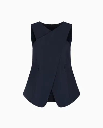 Emporio Armani Stretch Sandblasted Fabric Crossover Top