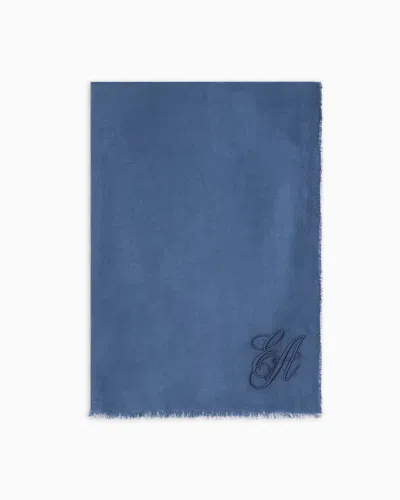 Emporio Armani Oversized Modal Stole With Ea Signature Embroidery