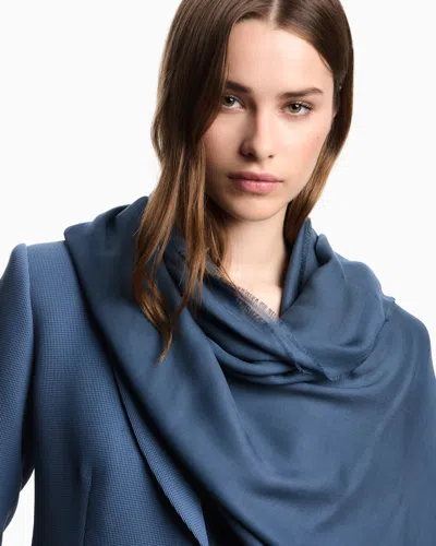 Emporio Armani Oversized Modal Stole With Ea Signature Embroidery