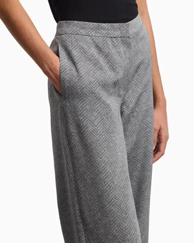 Emporio Armani Icon Chevron Viscose-blend Trousers In Gray