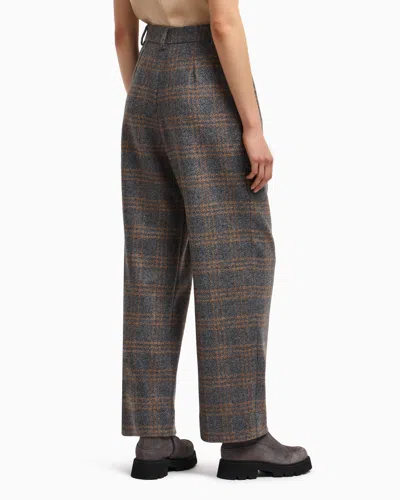 Emporio Armani Icon Check-motif Virgin-wool Blend Trousers With Pleats In Multi