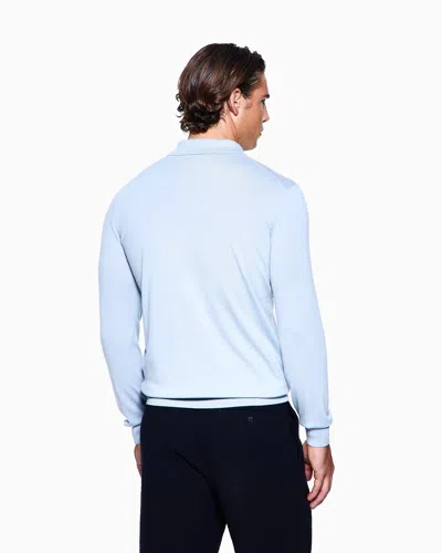 Giorgio Armani Long-sleeved Polo Shirt In Virgin Wool In Blue