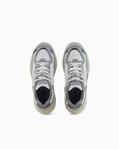 Emporio Armani Mesh Sneakers With Suede Details And An Eagle Logo In Multi