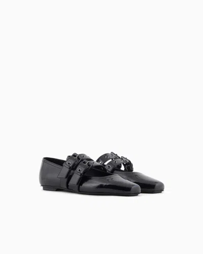Emporio Armani Patent Leather Ballerinas With Double Strap