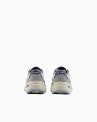 Emporio Armani Mesh Sneakers With Suede Details And An Eagle Logo In Multi