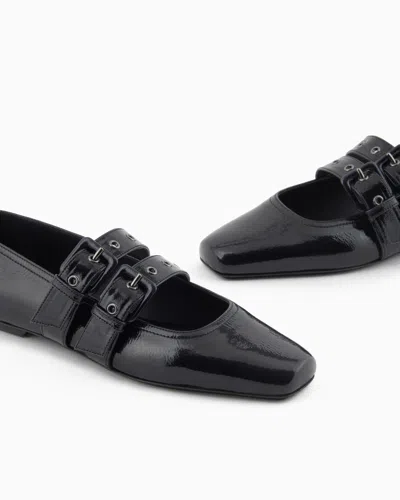 Emporio Armani Patent Leather Ballerinas With Double Strap