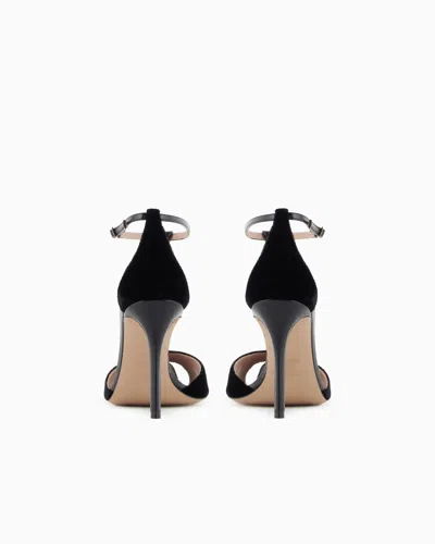 Emporio Armani Velvet And Patent-leather T-bar Heeled Sandals