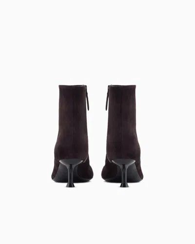 Emporio Armani Asv New York Capsule Collection Suede Ankle Boots With Kitten Heel In Black