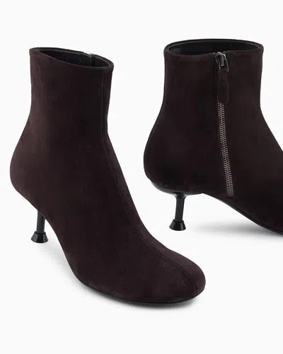 Emporio Armani Asv New York Capsule Collection Suede Ankle Boots With Kitten Heel In Black