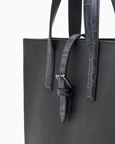 Emporio Armani Leather Shopper Bag With Crocodile Print