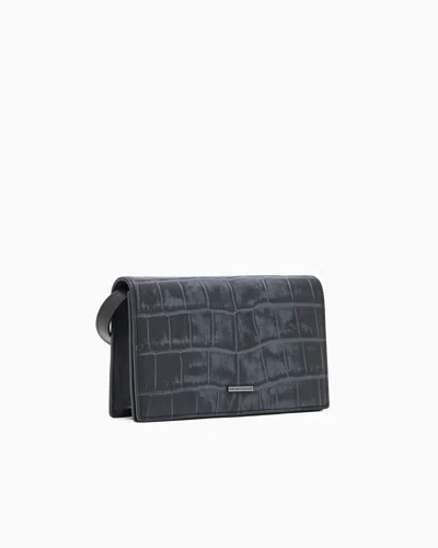 Emporio Armani Crocodile-embossed Leather Tech Case With Shoulder Strap