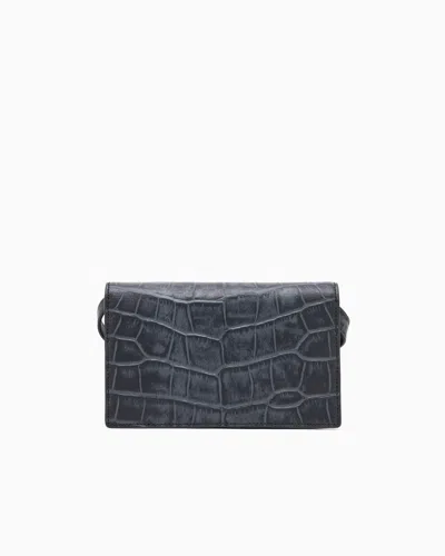 Emporio Armani Crocodile-embossed Leather Tech Case With Shoulder Strap