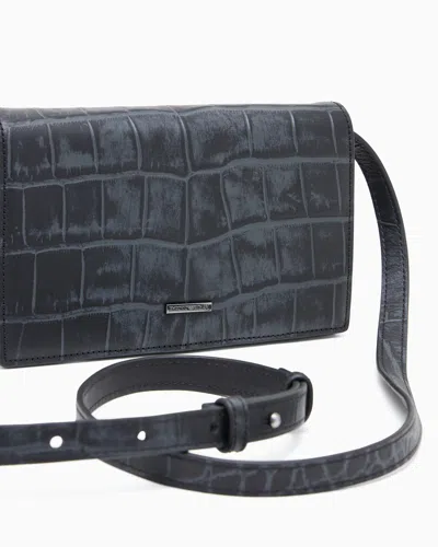 Emporio Armani Crocodile-embossed Leather Tech Case With Shoulder Strap