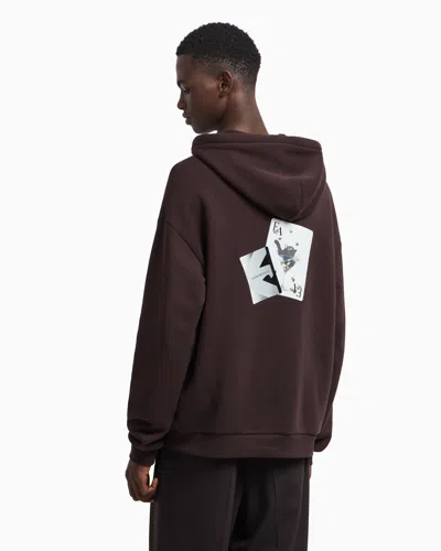 Emporio Armani Asv Jersey Twill Sweatshirt With A Playing Cards Print In Gray
