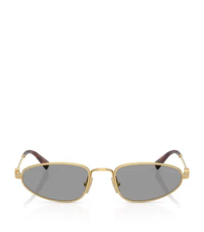 Miu Miu Womens Gold Mu A52s Oval-frame Metal Sunglasses In Gray