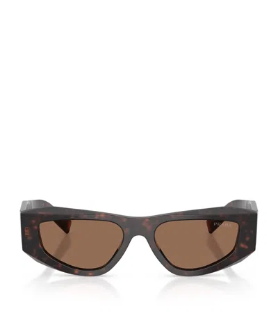 Prada Symbole Rectangular-frame Sunglasses In Brown