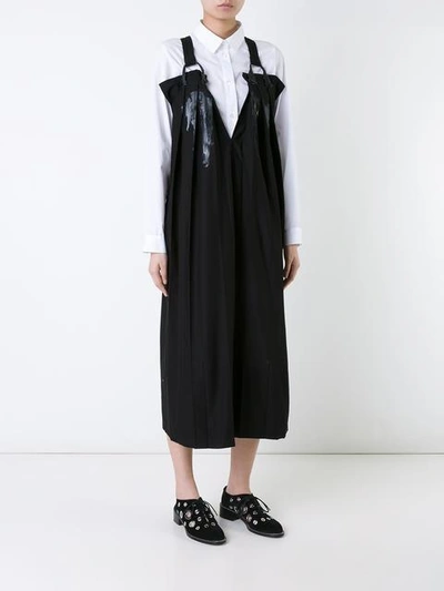 Shop Yohji Yamamoto Pleats Jersey Dress - Black