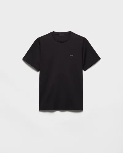 Prada Technical-jersey T-shirt In Black