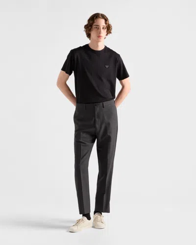 Prada Technical-jersey T-shirt In Black