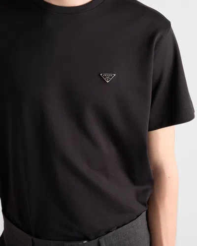 Prada Technical-jersey T-shirt In Black