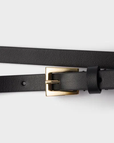 Prada Womens Black Square-buckle Leather Belt