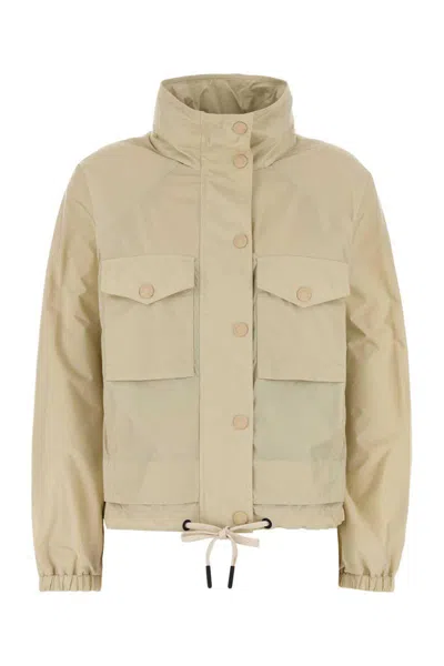 Moncler Sand Nylon Nor Windbreaker In Neutral