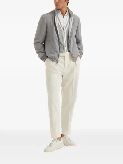 Brunello Cucinelli Cotton Straight-leg Trousers In Neutral