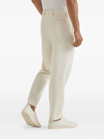 Brunello Cucinelli Cotton Straight-leg Trousers In Neutral