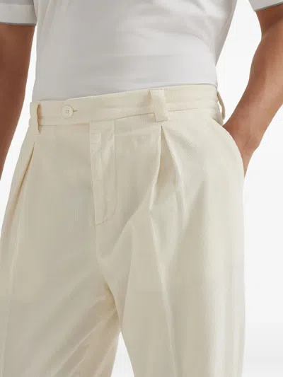 Brunello Cucinelli Cotton Straight-leg Trousers In Neutral