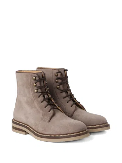 Brunello Cucinelli Lace-up Suede Boots