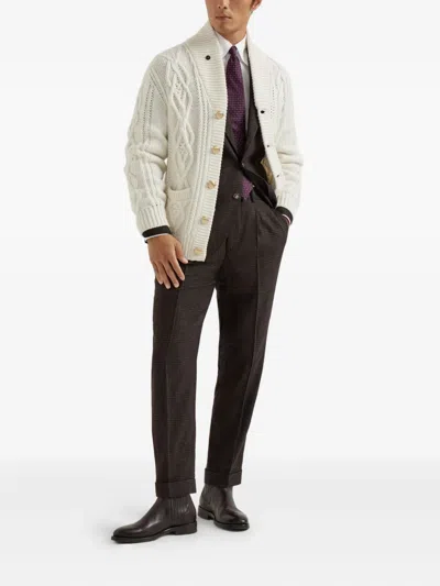 Brunello Cucinelli Pleated Wool-cashmere Blend Trousers In Brown