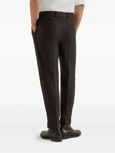 Brunello Cucinelli Pleated Wool-cashmere Blend Trousers In Brown