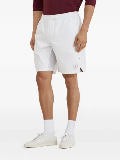 Brunello Cucinelli Elastic-waist Panelled Shorts In White
