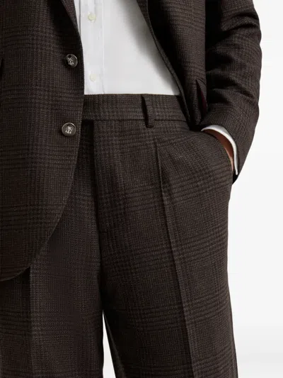 Brunello Cucinelli Pleated Wool-cashmere Blend Trousers In Brown