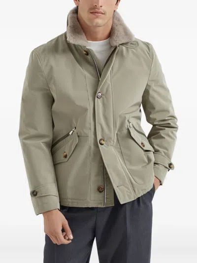 Brunello Cucinelli Button-fastening Jacket In Brown