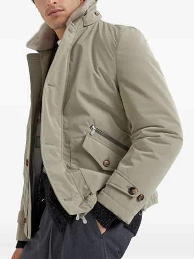 Brunello Cucinelli Button-fastening Jacket In Brown