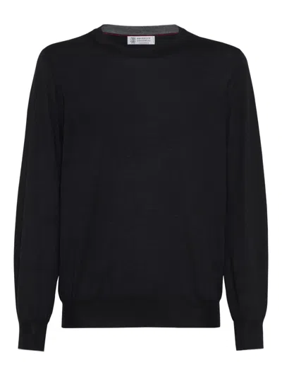 Brunello Cucinelli Lightweight Sweater With Patches In Gold
