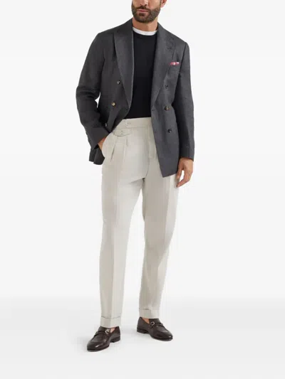 Brunello Cucinelli Lightweight Sweater With Patches In Gold