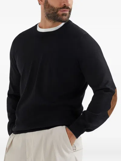 Brunello Cucinelli Lightweight Sweater With Patches In Gold