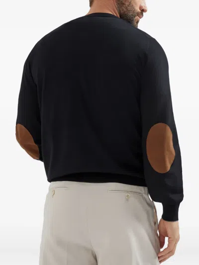 Brunello Cucinelli Lightweight Sweater With Patches In Gold