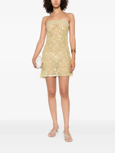 Roberta Einer Sequin-embellished Strapless Mini Dress In Gold