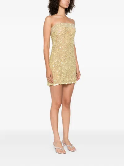 Roberta Einer Sequin-embellished Strapless Mini Dress In Gold