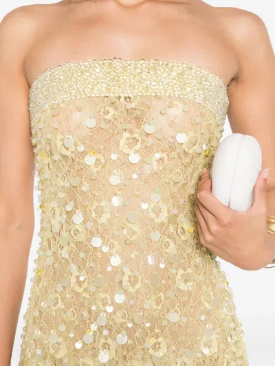 Roberta Einer Sequin-embellished Strapless Mini Dress In Gold