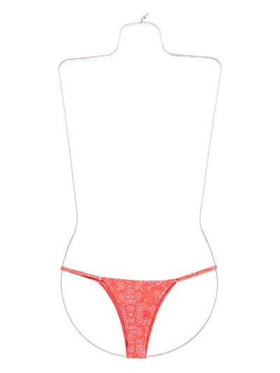 Roberta Einer Floral-print Bikini Bottoms In Orange