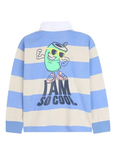 Billieblush Striped Long-sleeve Polo Shirt In Blue