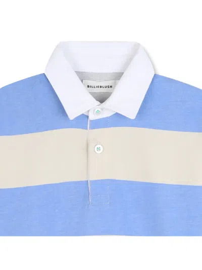 Billieblush Striped Long-sleeve Polo Shirt In Blue