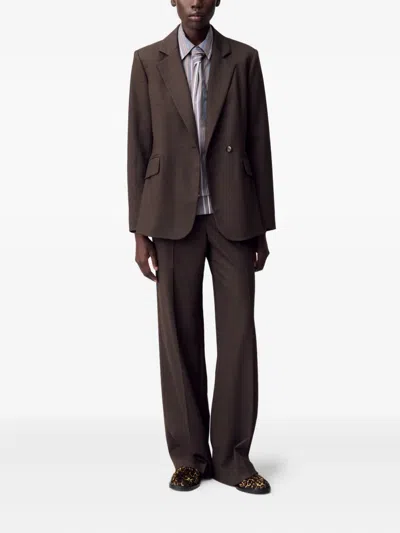 Claudie Pierlot Single-breasted Wool Blazer In Brown